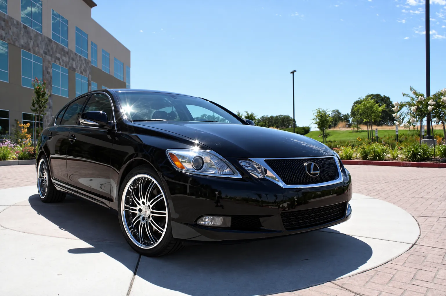 AI-generated view of a 2008 Lexus GS AWD with Axis EXE wheels