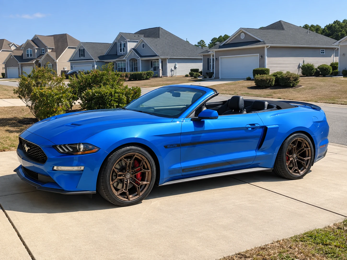 AI-generated view of a 2020 Ford Mustang GT California Special with Project 6GR Ten-D wheels