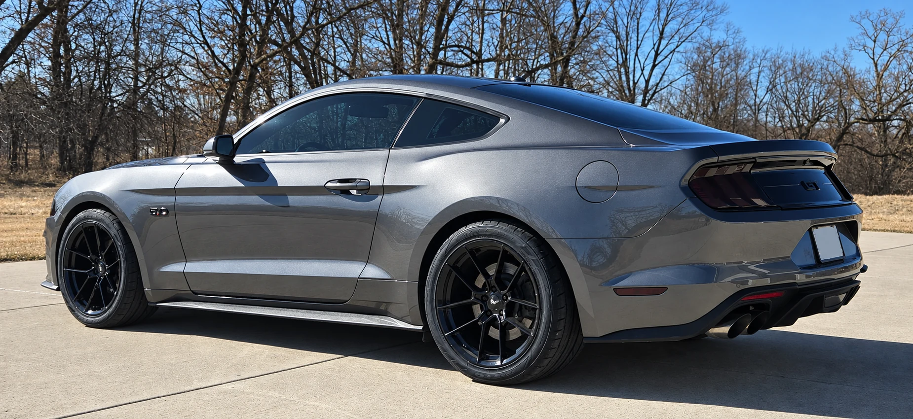 AI-generated view of a 2021 Ford Mustang GT PP1 with SVE DHP1 Forged wheels