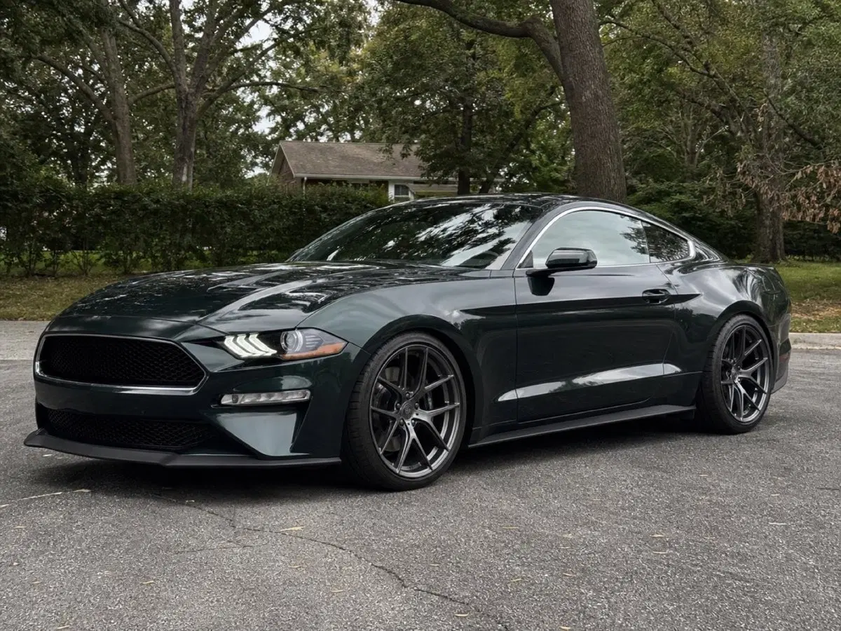 AI-generated view of a 2019 Ford Mustang Bullitt with SVE DHP1 Forged wheels