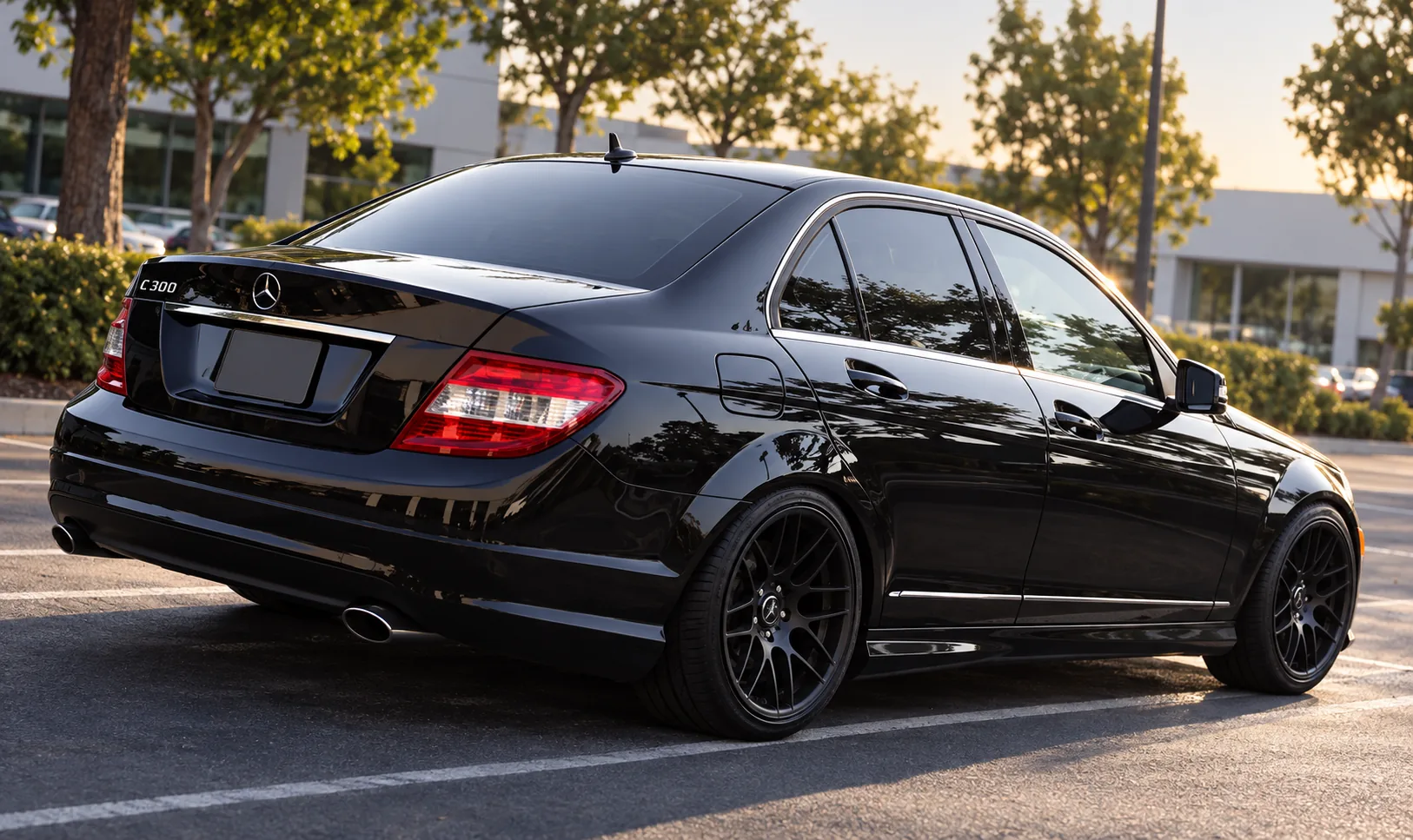 AI-generated view of a 2010 Mercedes-Benz C300 Sport with VMR VB3 wheels