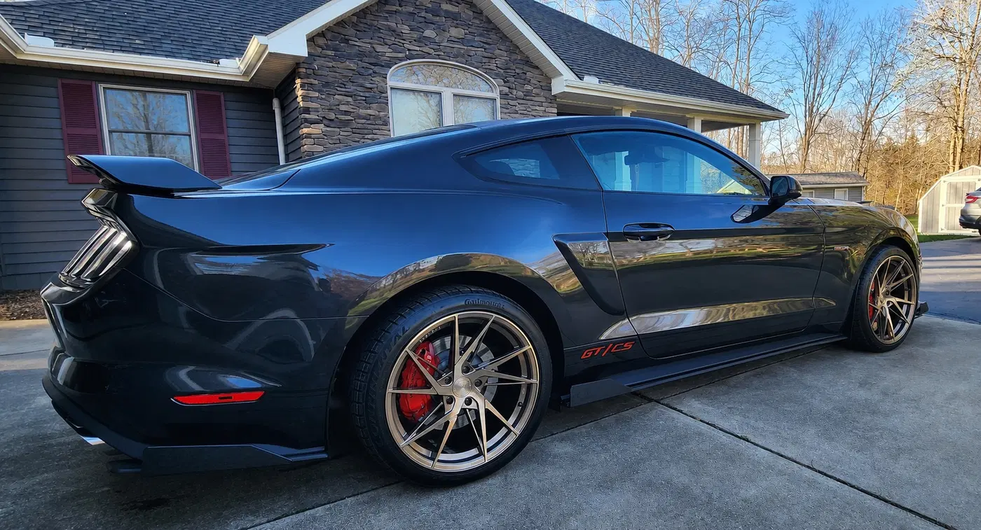 AI-generated view of a 2023 Ford Mustang GT California Special with Vertini RFS1.9 wheels