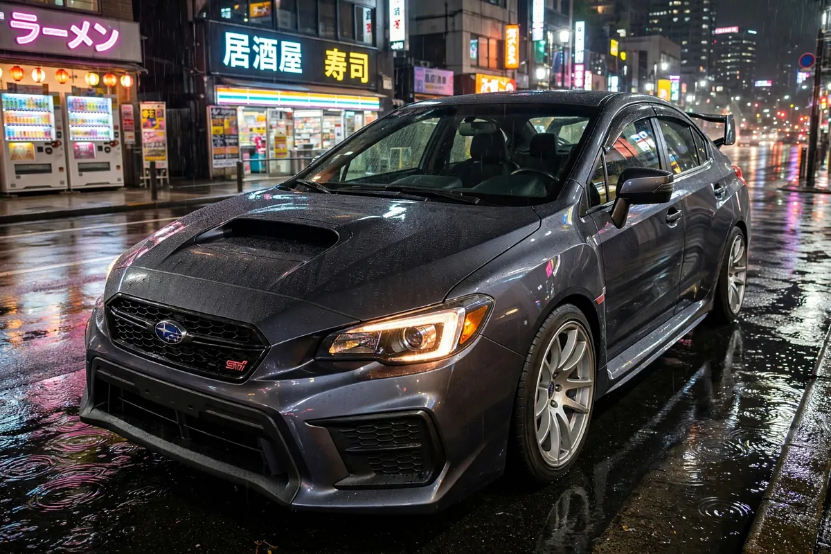 AI-generated view of a 2020 Subaru WRX STI Limited with Vors TR4 wheels
