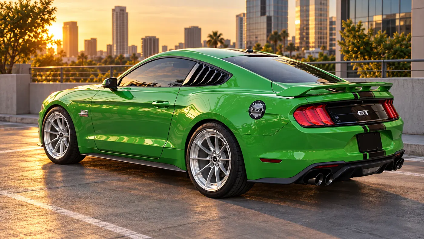 AI-generated view of a 2019 Ford Mustang GT Premium PP1 with Savini SVF01 wheels