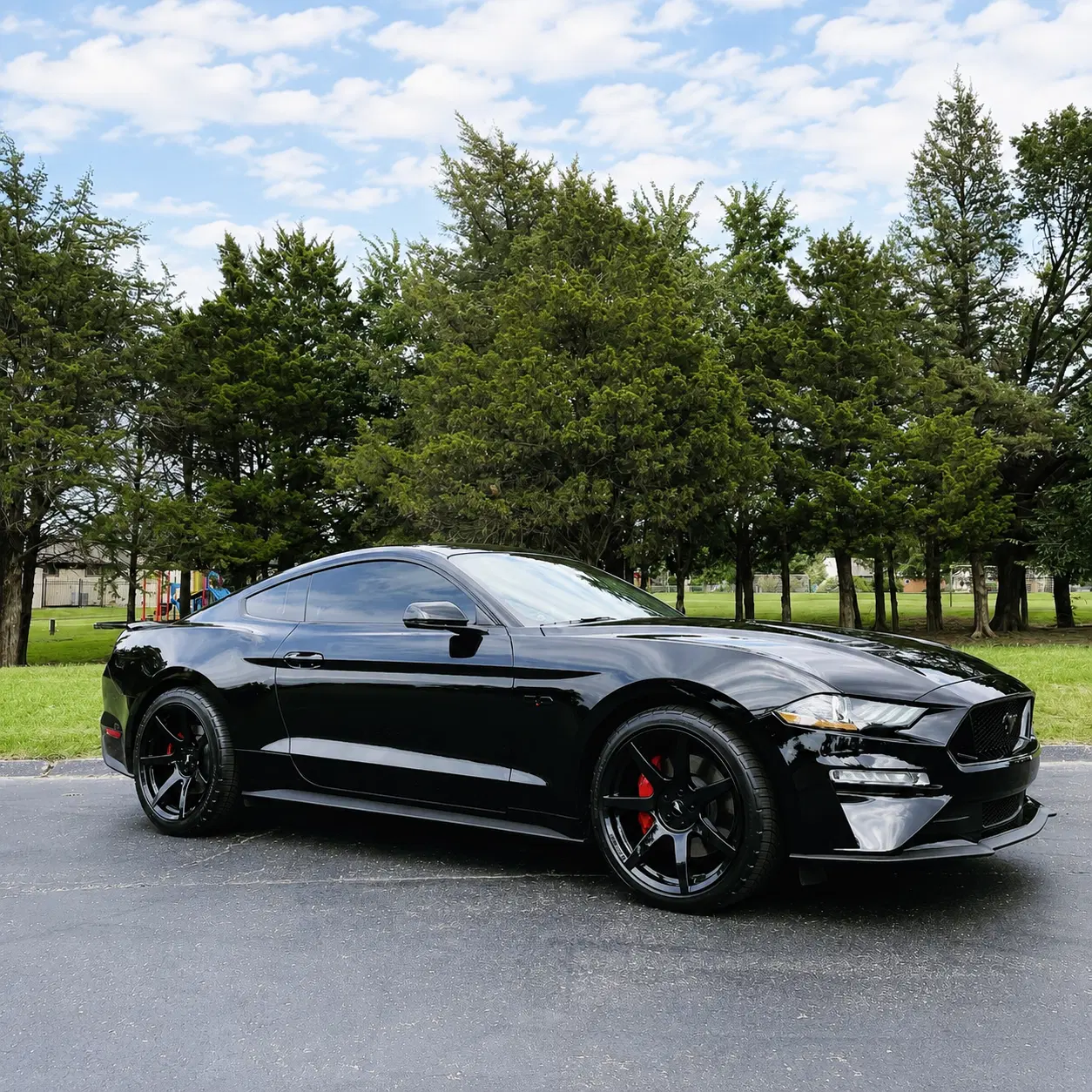 AI-generated view of a 2020 Ford Mustang GT Premium with Project 6GR Seven wheels