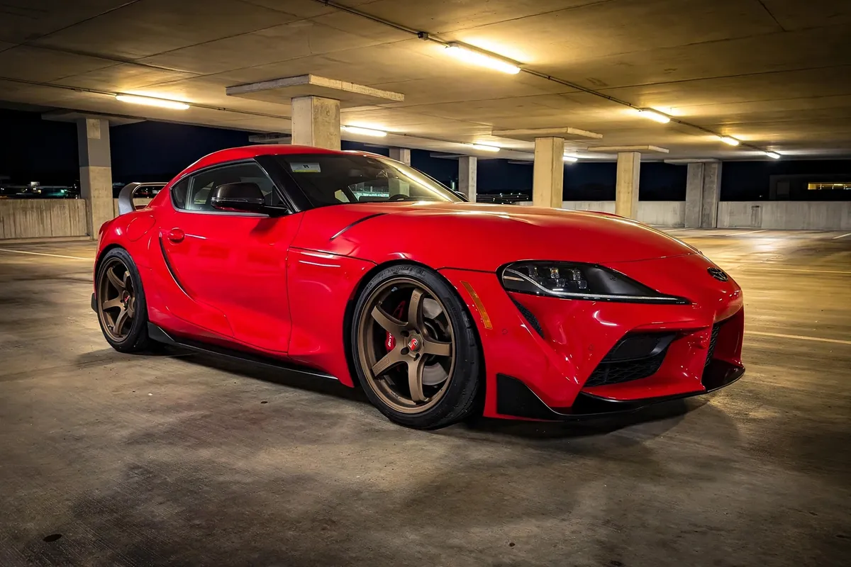 AI-generated view of a 2020 Toyota Supra 3.0 with Gram Lights 57CR wheels