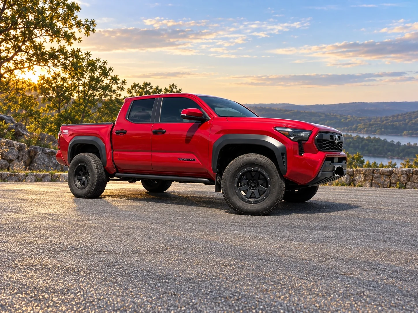 AI-generated view of a 2024 Toyota Tacoma TRD Off-Road Premium with SCS SR8 wheels