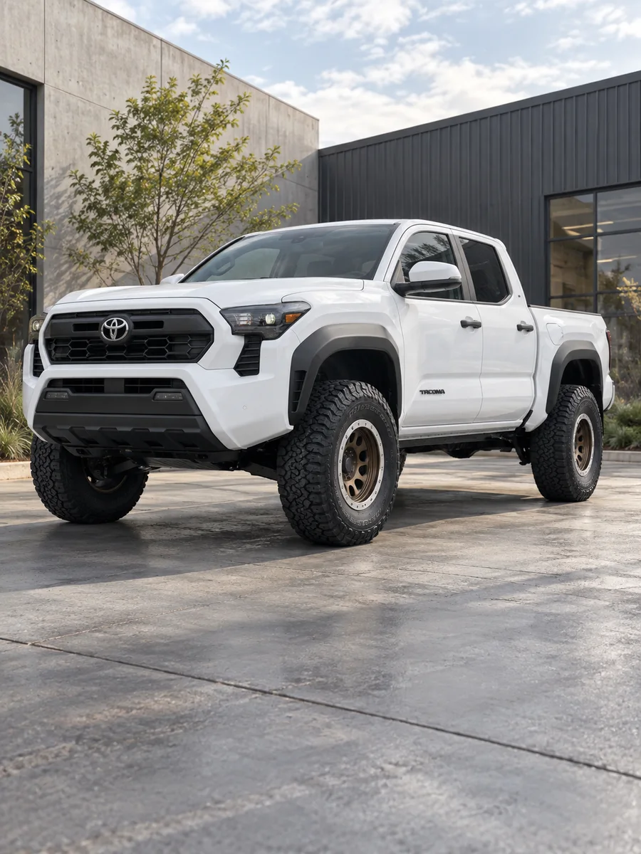 AI-generated view of a 2025 Toyota Tacoma TRD Off-Road with SCS Ray10 wheels