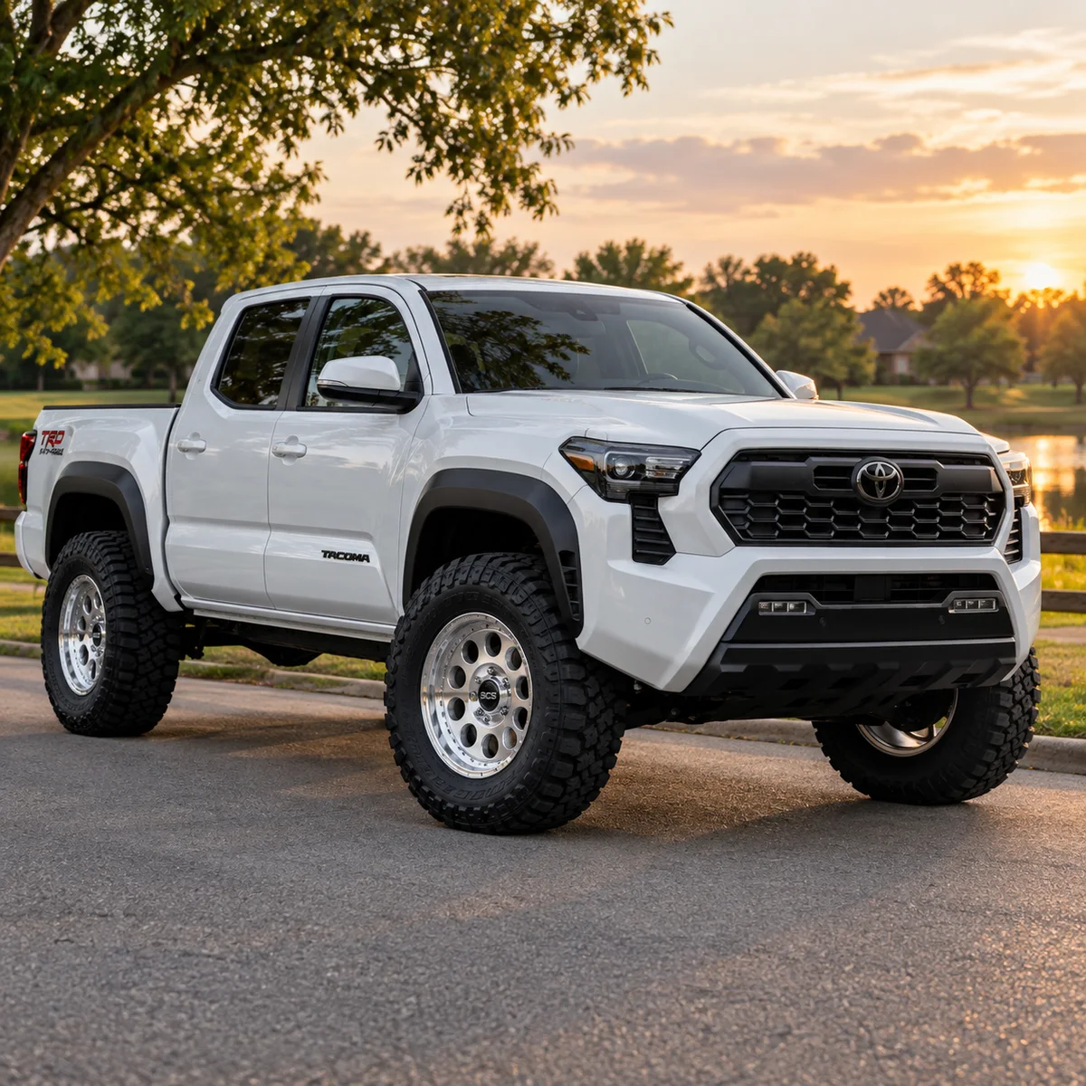 AI-generated view of a 2025 Toyota Tacoma TRD Off-Road with SCS Ray10 wheels