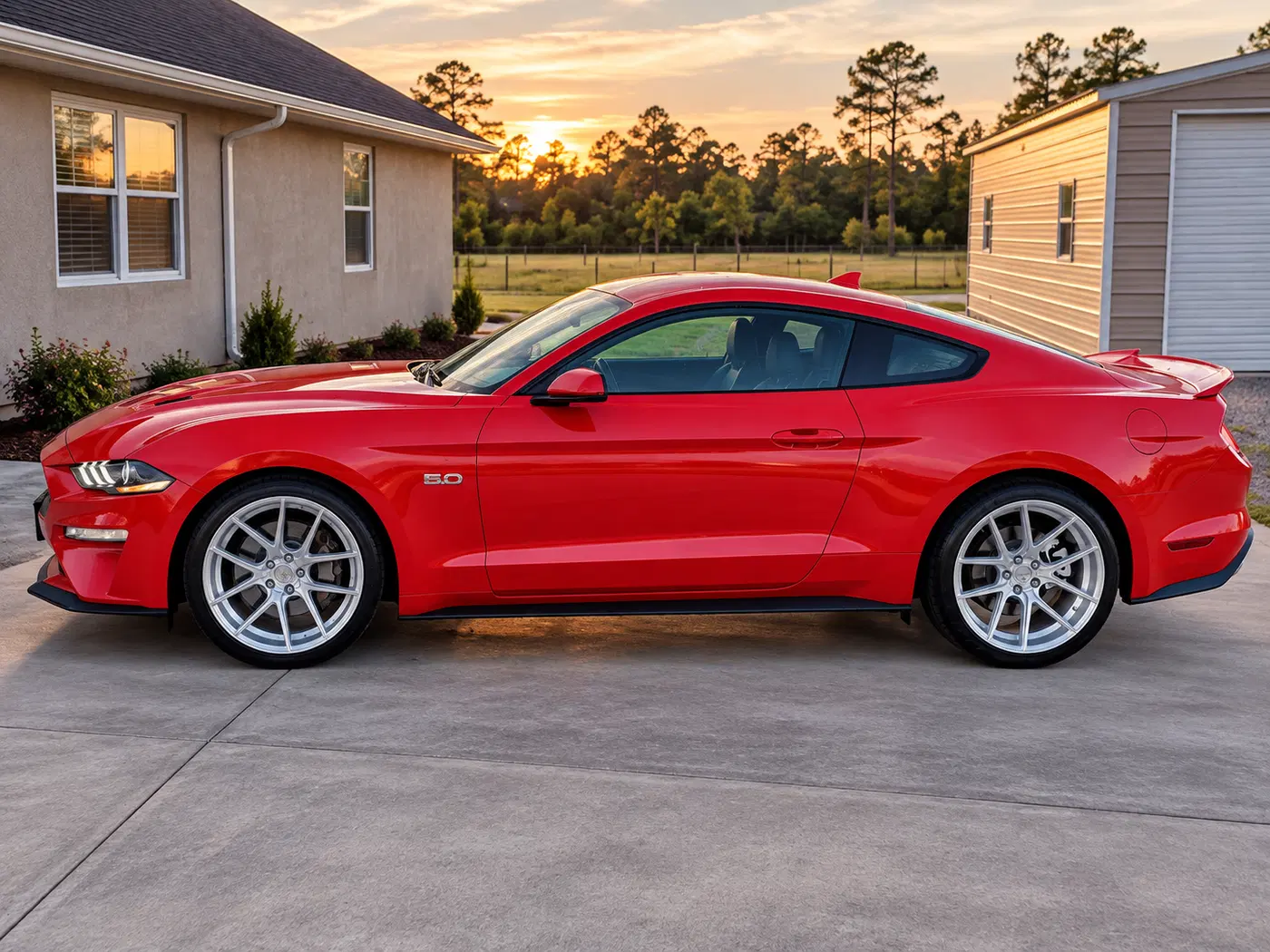 AI-generated view of a 2022 Ford Mustang GT Premium with Aodhan AFF7 wheels