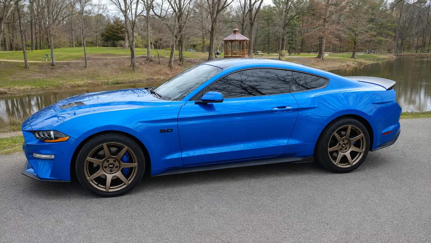 AI-generated view of a 2019 Ford Mustang GT Premium with SVE N/A wheels