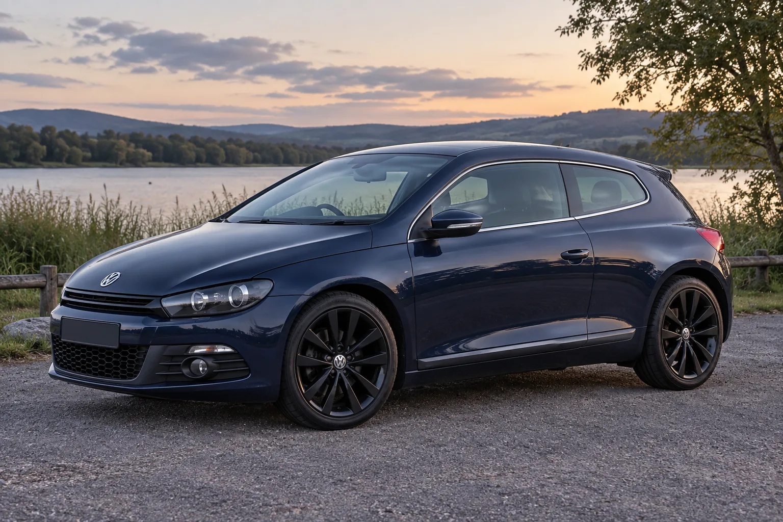 AI-generated view of a 2010 Volkswagen Scirocco GT TSI with Volkswagen OEM wheels