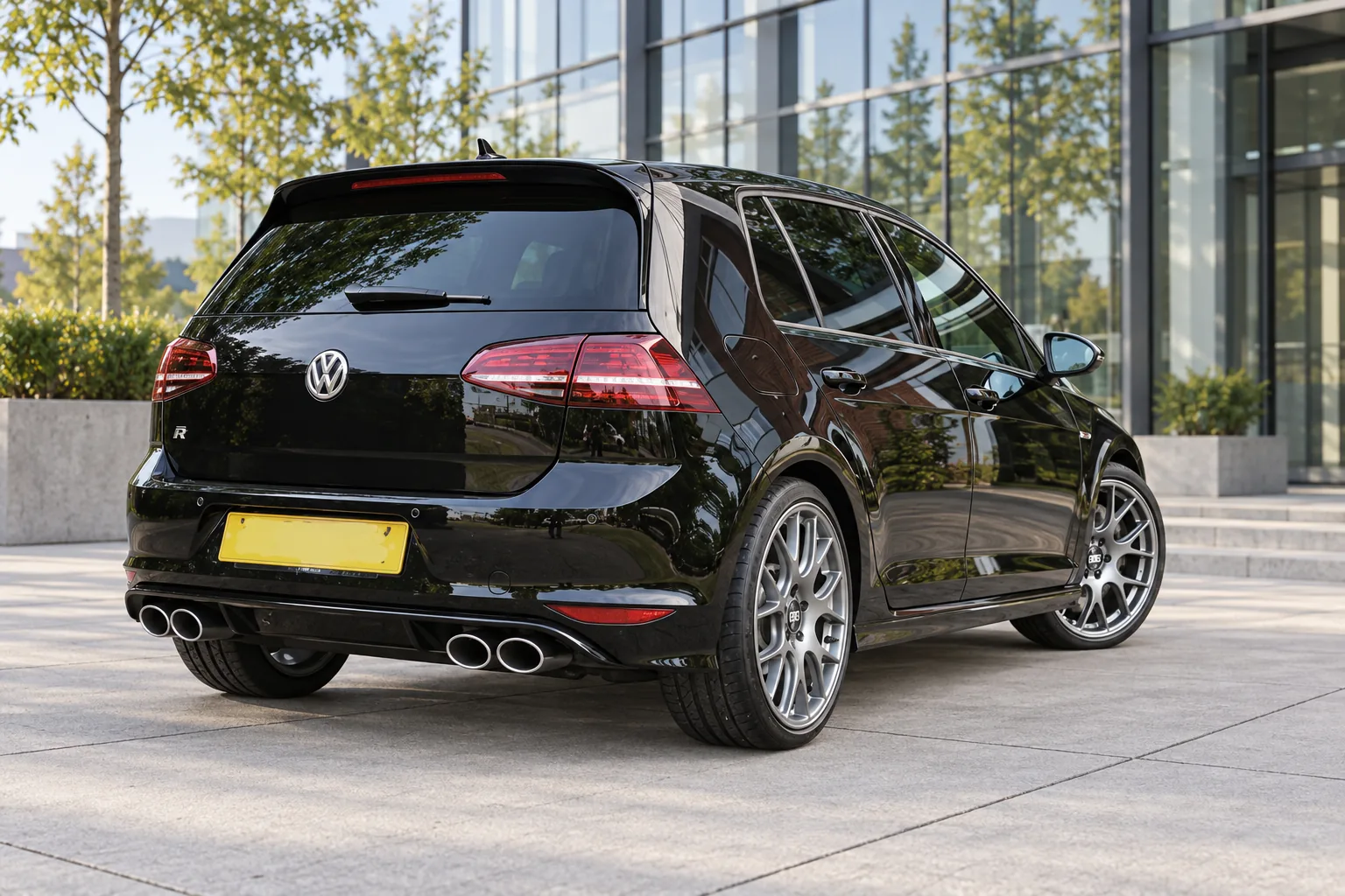 AI-generated view of 2015 Volkswagen Golf R on BBS CH-R