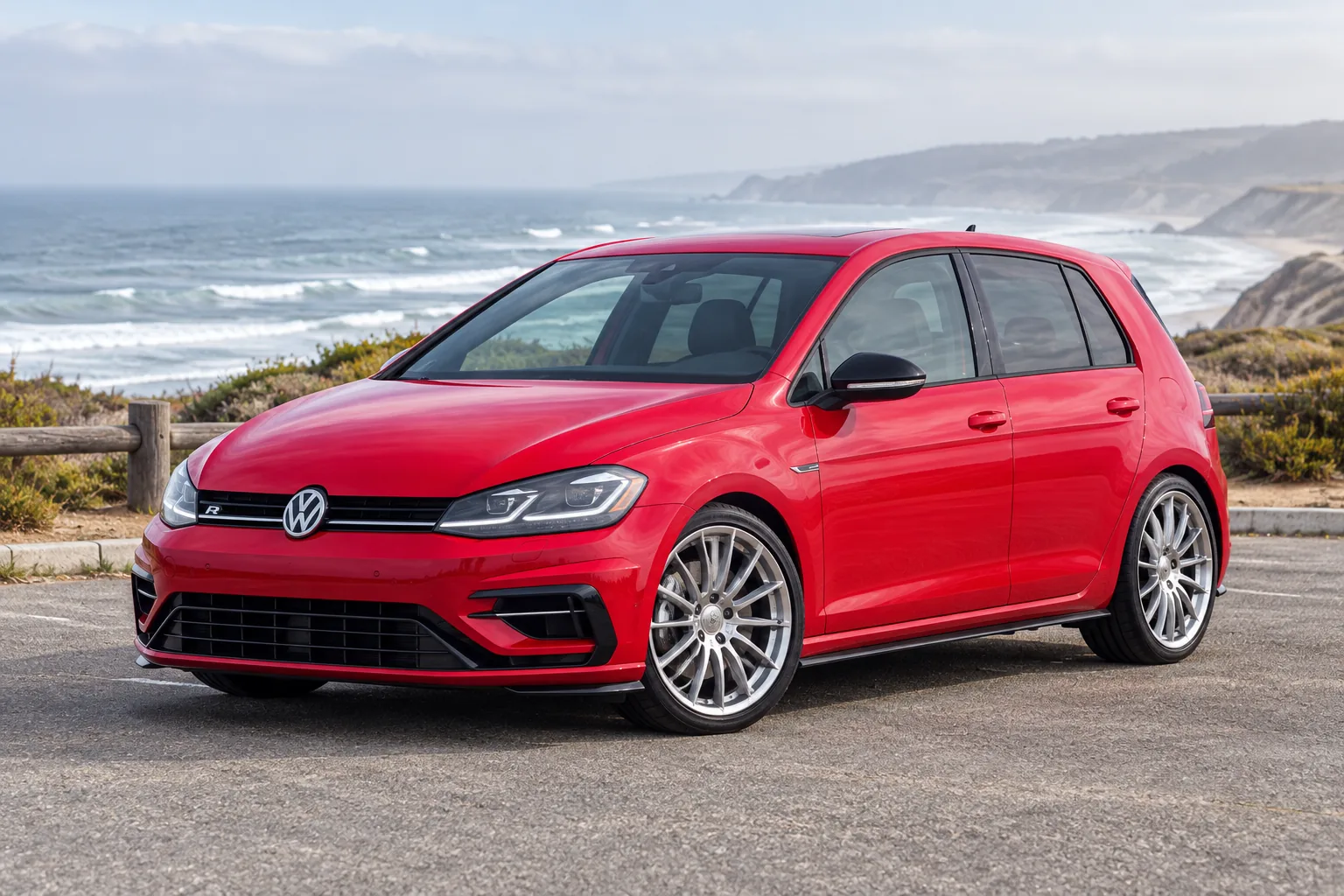 AI-generated view of a 2017 Volkswagen Golf R with AC Hockenheim wheels