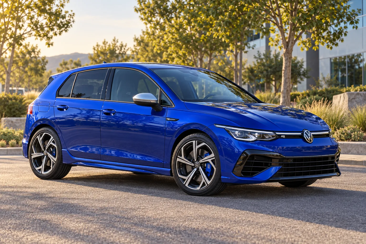 AI-generated view of a 2022 Volkswagen Golf R with Volkswagen Jerez wheels