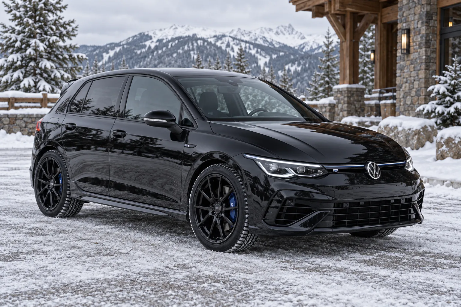 AI-generated view of a 2022 Volkswagen Golf R with American Racing AR929 wheels
