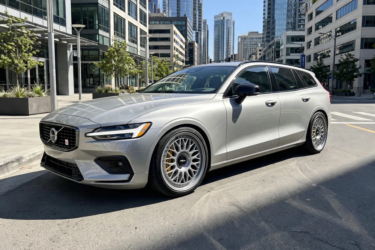 AI-generated view of 2023 Volvo V60 on Rotiform TUF-R
